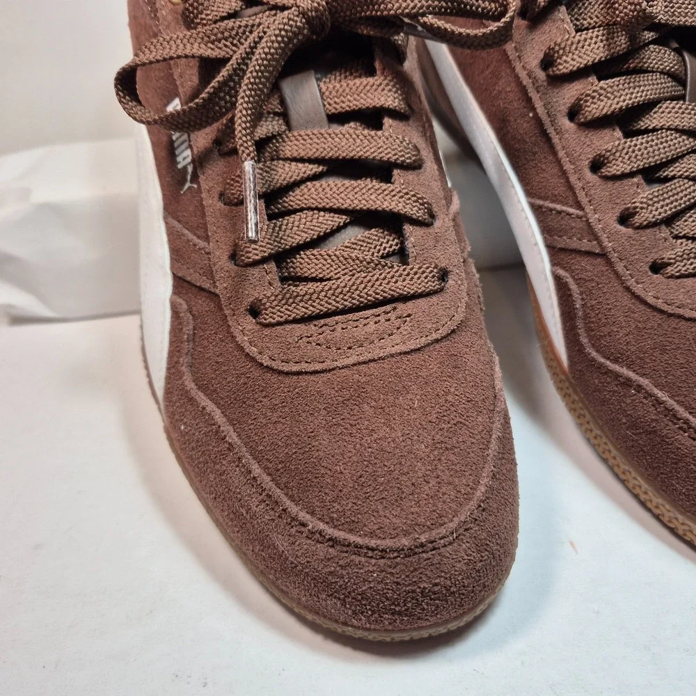PUMA Women's Bella Donna SD Brown/White Suede Low Top Lace Sneaker 8.5